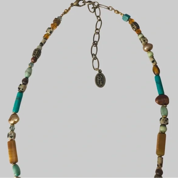 Vintage Michal Golan Cross Necklace Turquoise,Tiger Eye Gemstone Mosaic - Picture 7 of 9